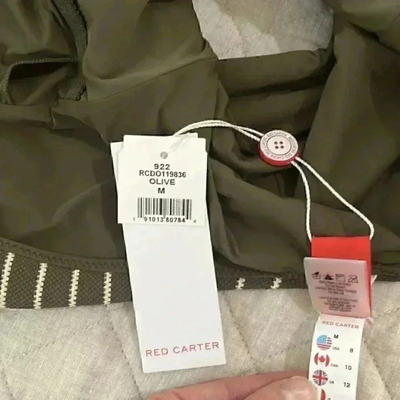 NEW RED CARTER LACED OLIVE STRIPED ONE PIECE SWIMSUIT SIZE 8/M - Picture 7 of 10